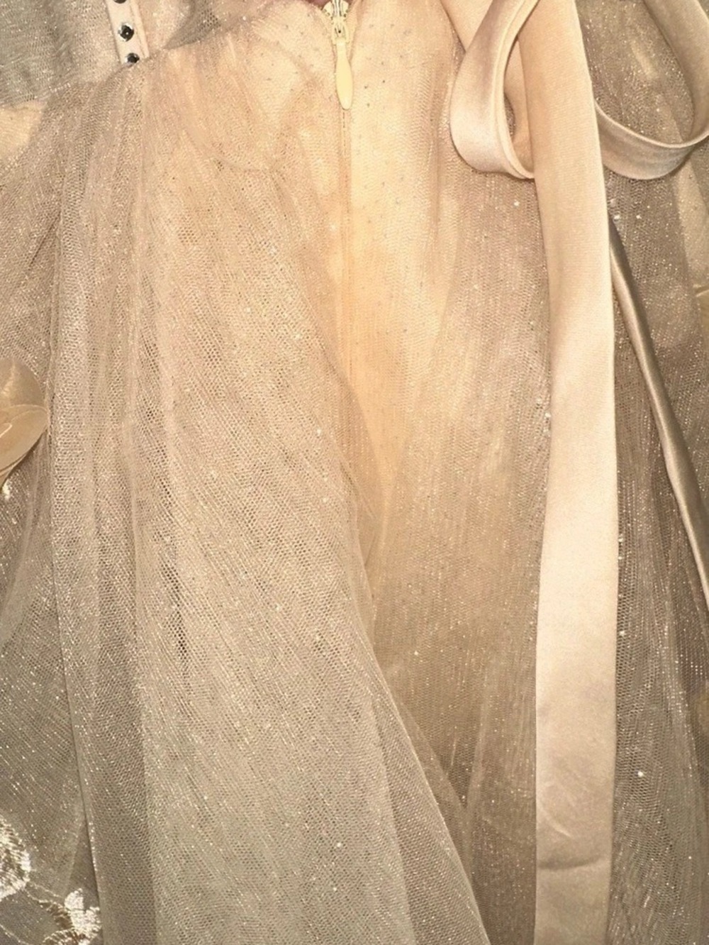 Embellished Tulle Prom Dress in Cream - Picture 7 of 10